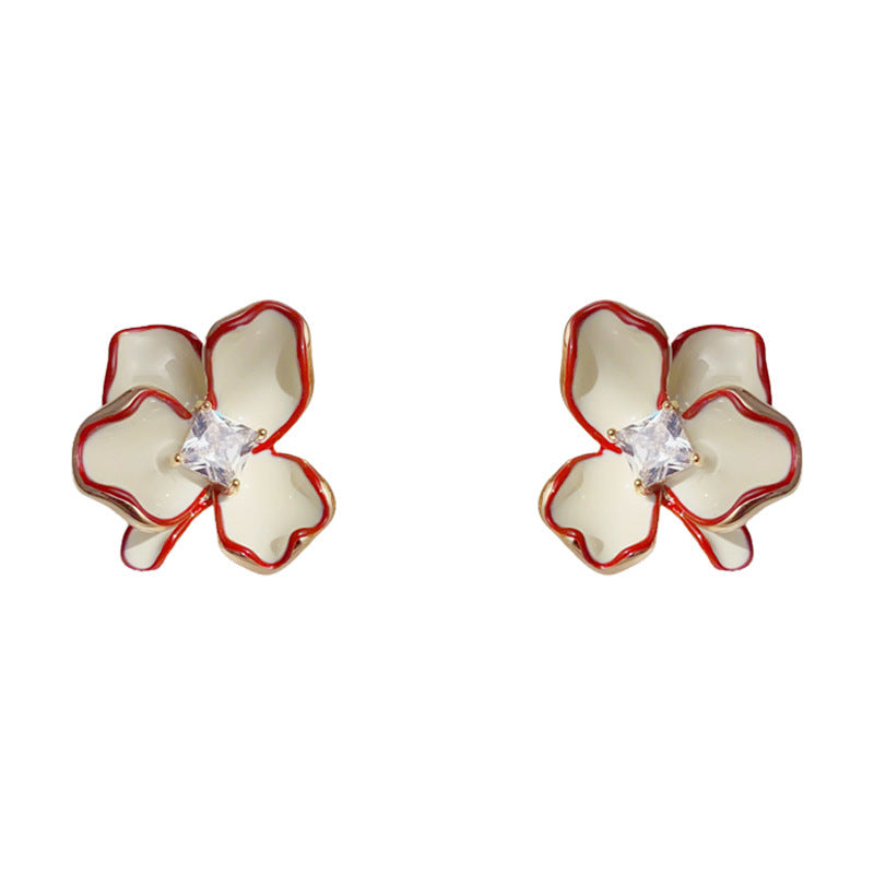 Luxury Zircon Petal Stud Earrings – Floral Design