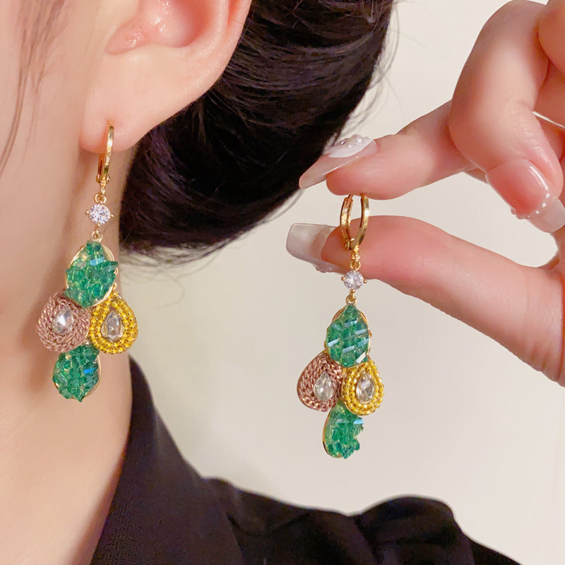 Luxury Colorblock Teardrop Tassel Ear Cuff Earrings – Elegant Design