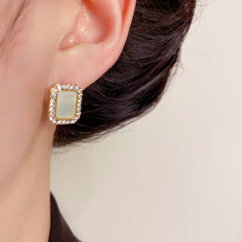 14K Gold-Plated Square Zircon Hoop Earrings – Minimalist Design