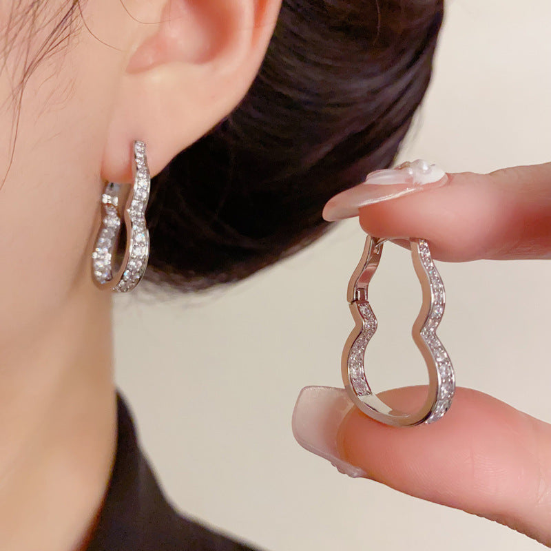 Luxury Zircon Hollow Gourd Ear Cuff Earrings – Elegant Design