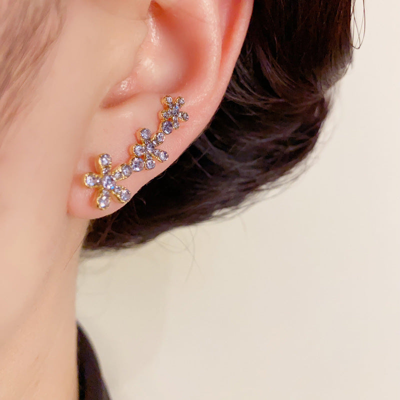 14K Gold-Plated Purple Zircon Flower Earrings – Elegant Floral Design