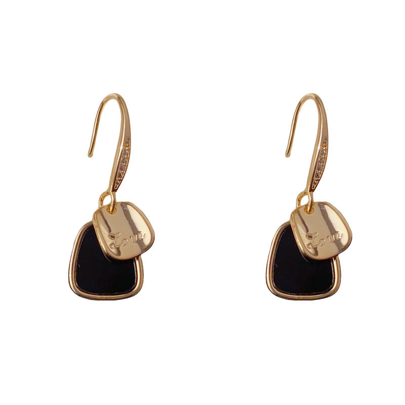 Luxury Metal Letter Square Drop Earrings – Geometric Design