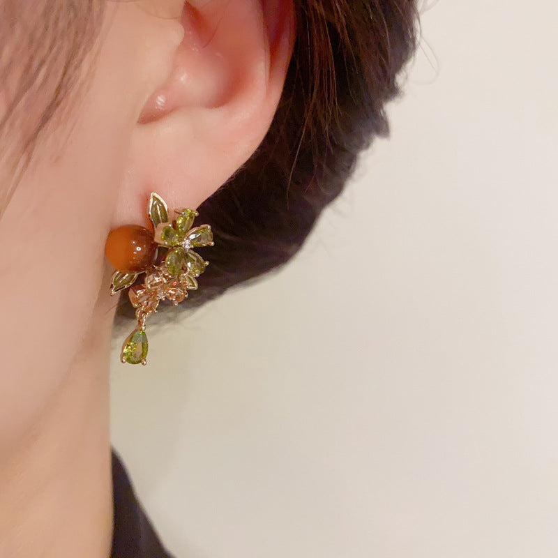 14K Gold-Plated Persimmon Petal Tassel Earrings - Chic Minimalist