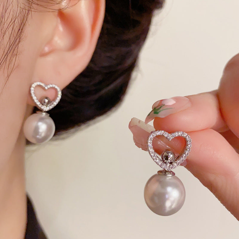 14K Gold-Plated Multi-Way Heart Pearl Earrings – Versatile & Chic