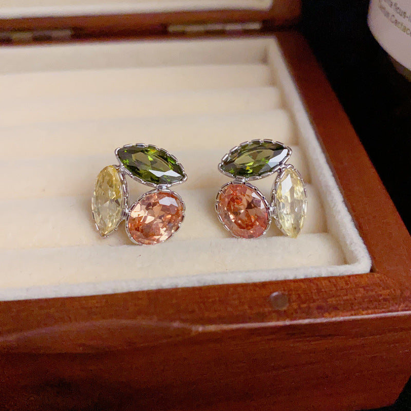 14K Gold-Plated Tricolor Geometric Earrings – Minimalist Retro Design