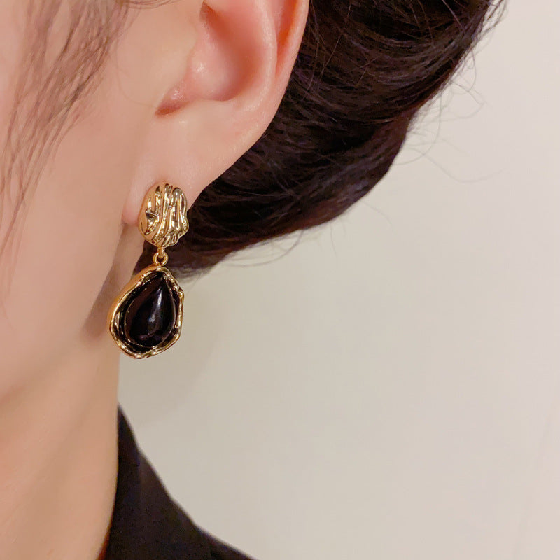 Korean Dupin Elegant Metal Irregular Drop Earrings – Geometric Design