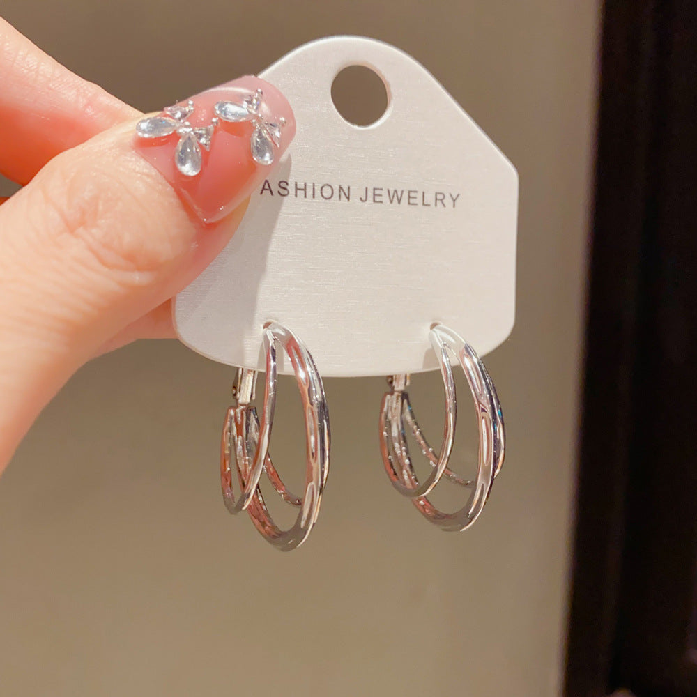 Eaioncol 3-Layer Circle Hoop Earrings 14K Gold & Silver Plated