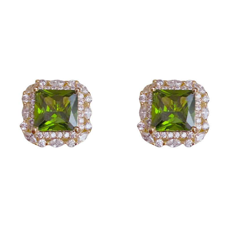 14K Gold-Plated Micro-Pavé Square Stud Earrings – Chic Sparkle Design