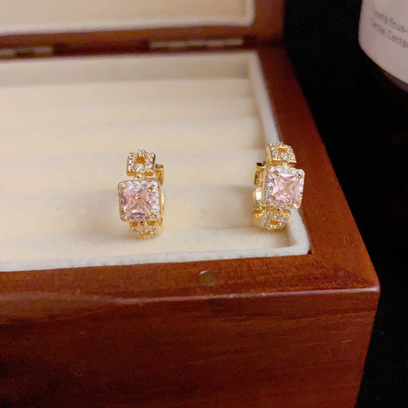 Gold & Silver Zircon Geometric Sugar Earrings - Chic Minimalist Design