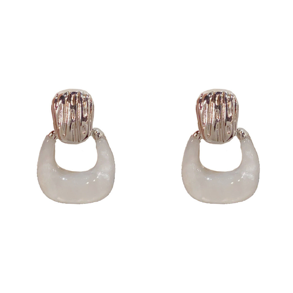 Eaioncol Geometric Resin Hoop Earrings 14K Gold Plated & Silver