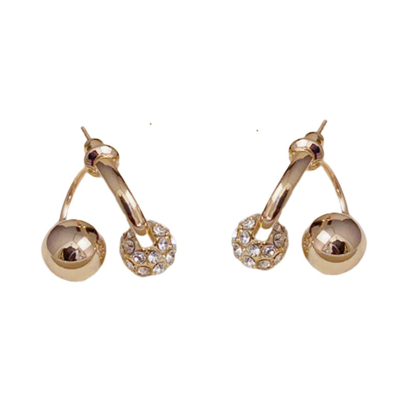 14K Gold Minimalist Metal Ball Front-Back Stud Earrings–Elegant Design