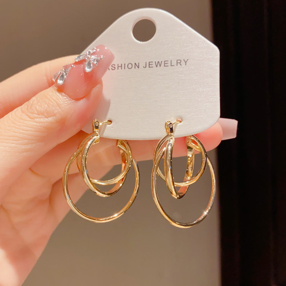 Eaioncol Layered Geometric Hoop Earrings Gold Silver