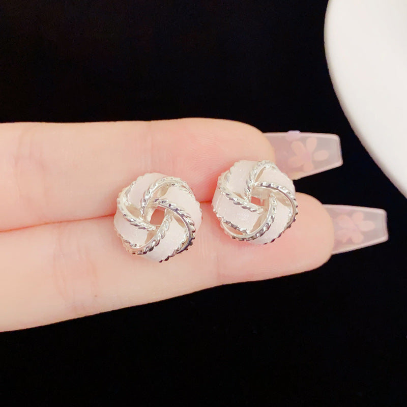 Eaioncol Enamel Circle Stud Earrings Gold