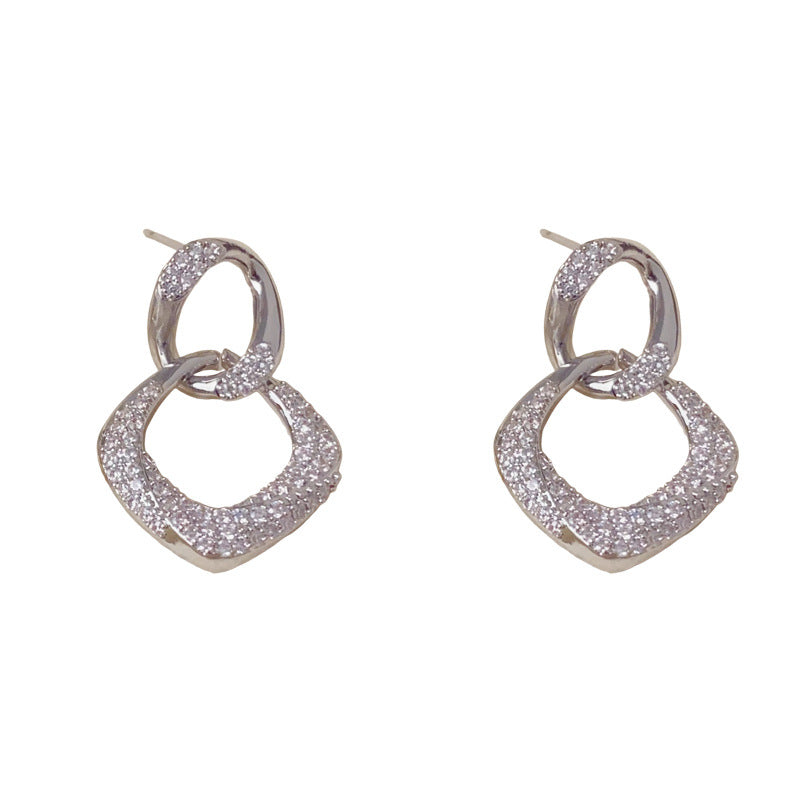 Luxury Zircon Geometric Orbit Drop Earrings – Minimalist Design