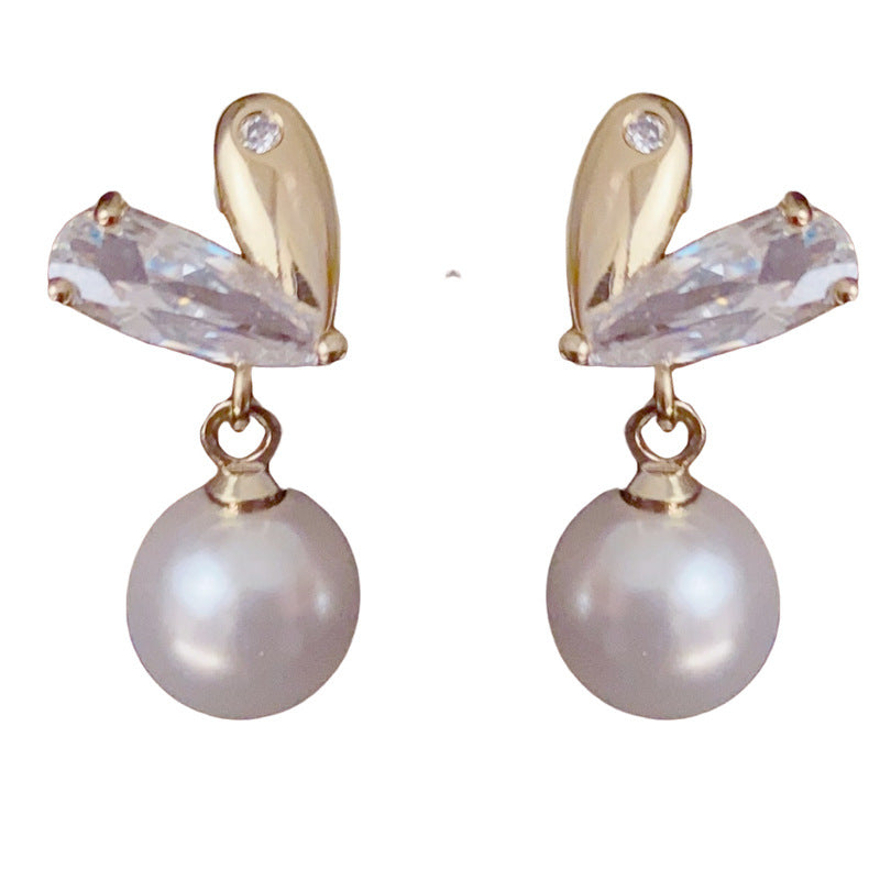 14K Gold-Plated Heart Pearl Drop Earrings – Sweet Minimalist Design