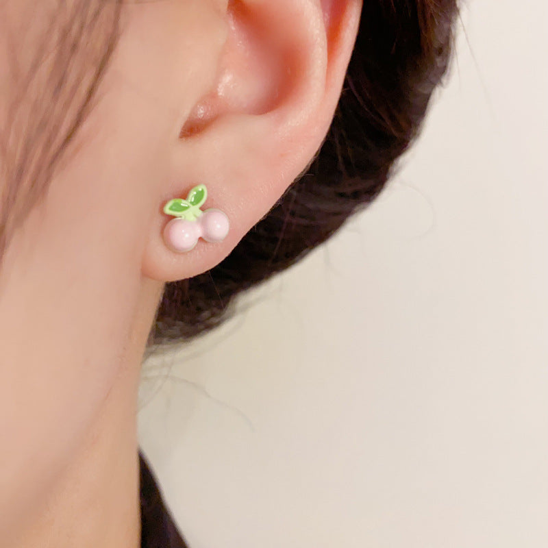 Colorful Strawberry Set & Cherry Set Stud Earring - Cute Chic Design