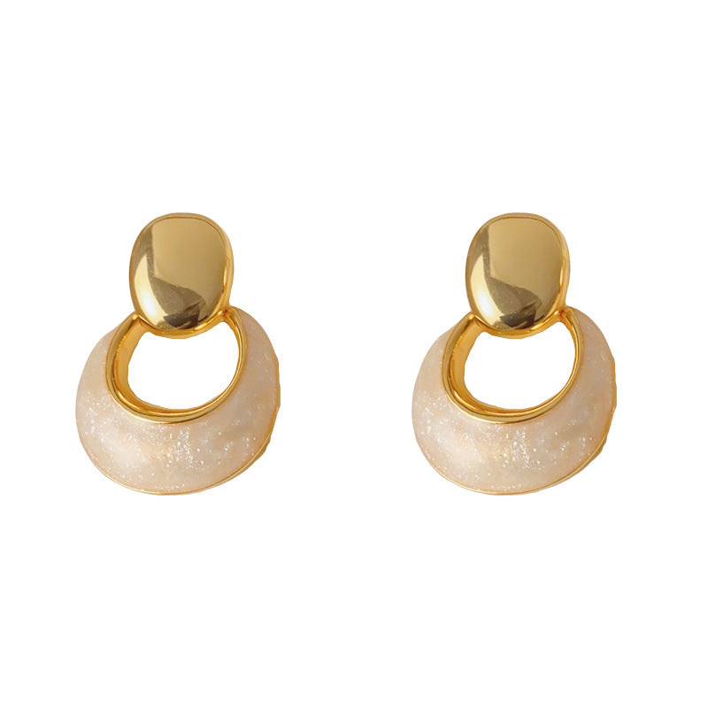 Luxury 18K Gold Enamel Geometric Drop Earrings – Elegant Design