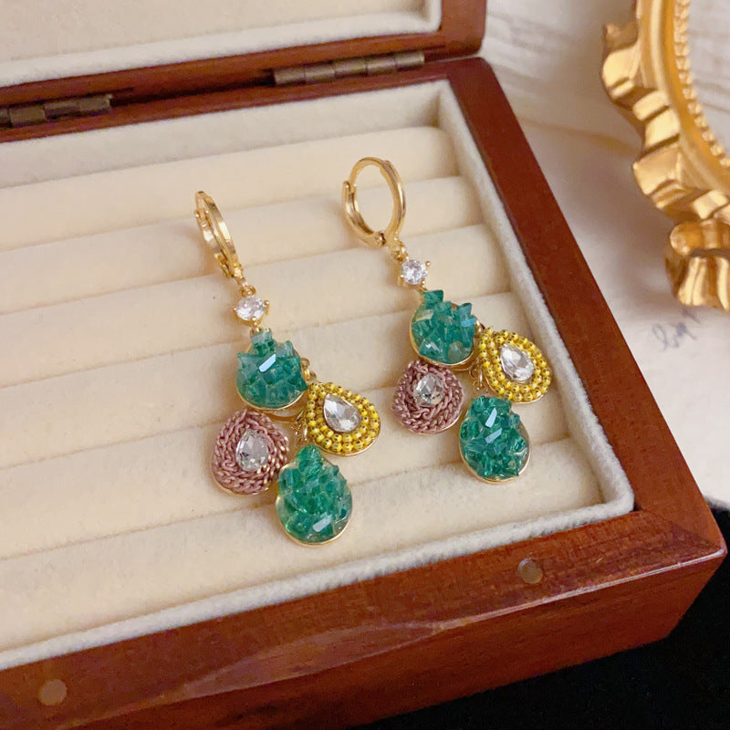 Luxury Colorblock Teardrop Tassel Ear Cuff Earrings – Elegant Design