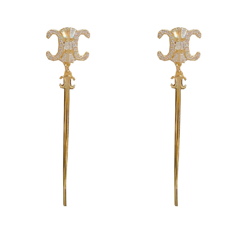 14K Gold-Plated Arc de Triomphe Tassel Earrings - Elegant Design