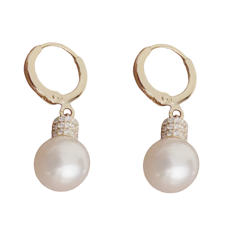 14K Gold-Plated Pearl Tassel Drop Earrings – Elegant Minimalist Design