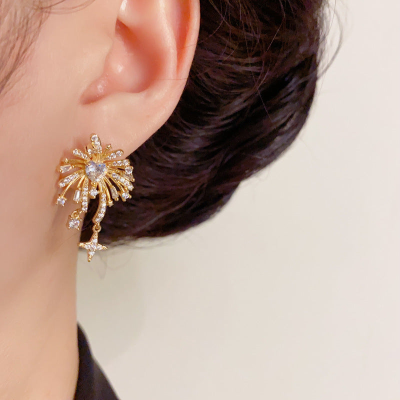 Luxury Zircon Firework Star Drop Earrings – Elegant Design