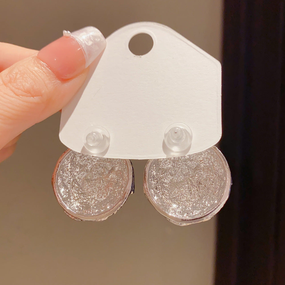 Eaioncol Irregular Texture Circle Stud Earrings 18K Gold Silver