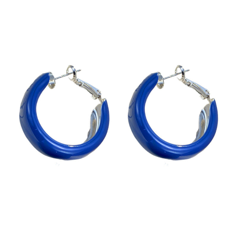 Luxury Wide-Edge Color Hoop Earrings – Geometric Design