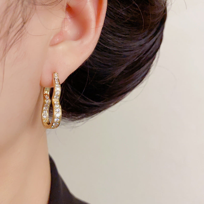 Luxury Zircon Hollow Gourd Ear Cuff Earrings – Elegant Design
