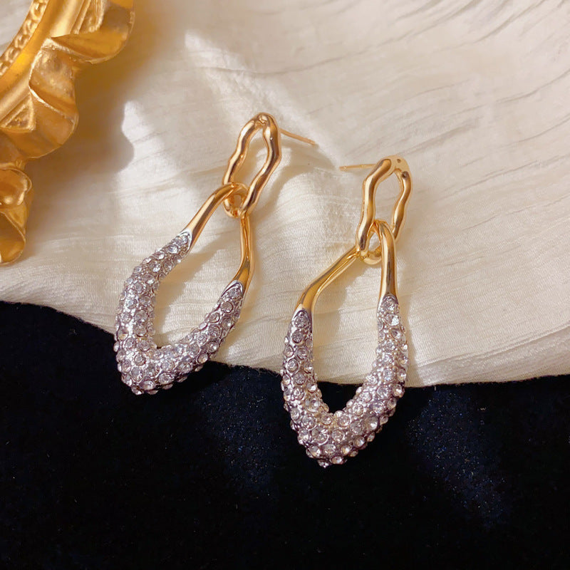 Luxury Zircon Geometric Tassel Drop Earrings – Gold Plated Design