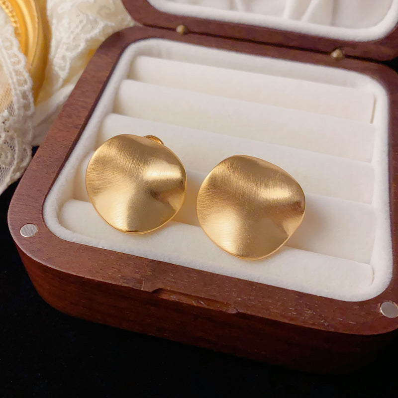 Luxury Brushed Metal Irregular Stud Earrings – Minimalist Design