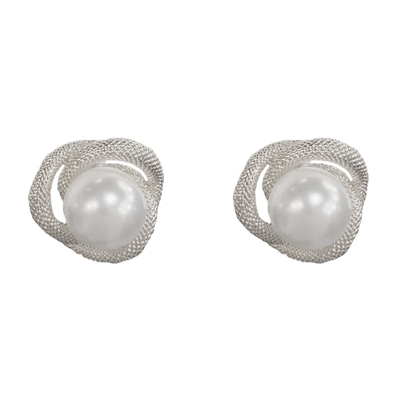 Eaioncol Vintage Metal Wrap Pearl Stud Earrings Gold