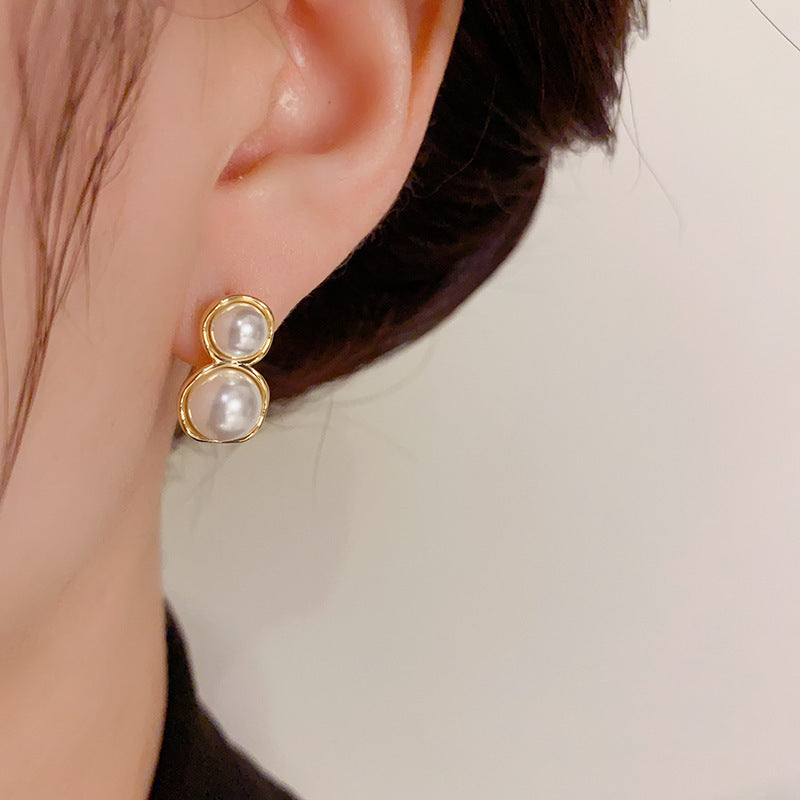 14K Gold-Plated Pearl Hoop Earrings - Elegant & Minimalist Design