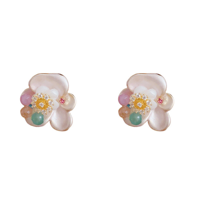 Luxury Handcrafted Pink or Blue Petal Stud Earrings – Elegant Design