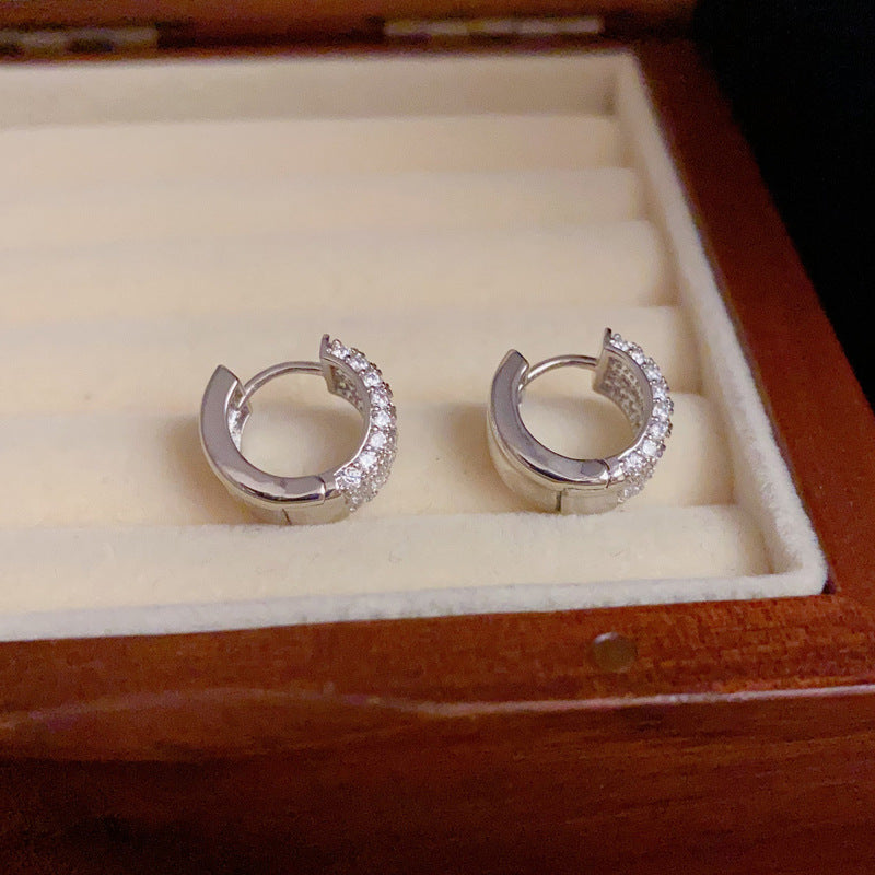 14K Gold-Plated Full Diamond Geometric Ear Hooks - Chic & Elegant