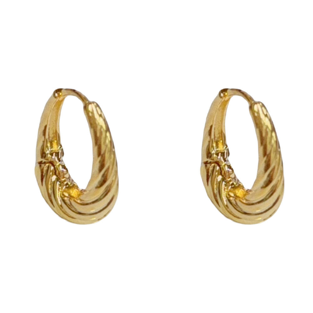 Eaioncol Threaded Geometric Hoop Earrings Gold Silver