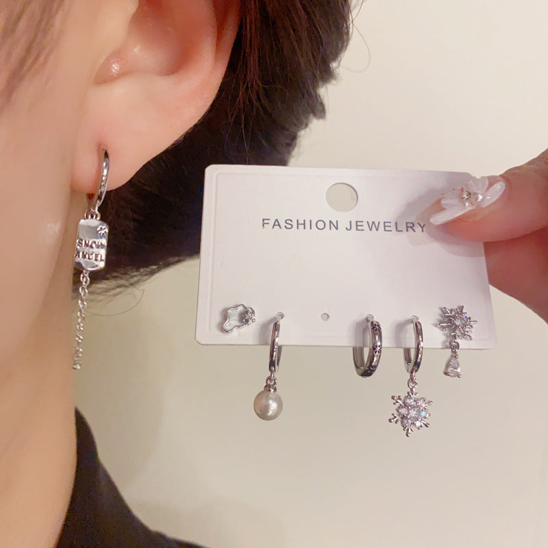 14K Gold-Plated Snowflake Square Pendant Chain Set - Elegant & Chic