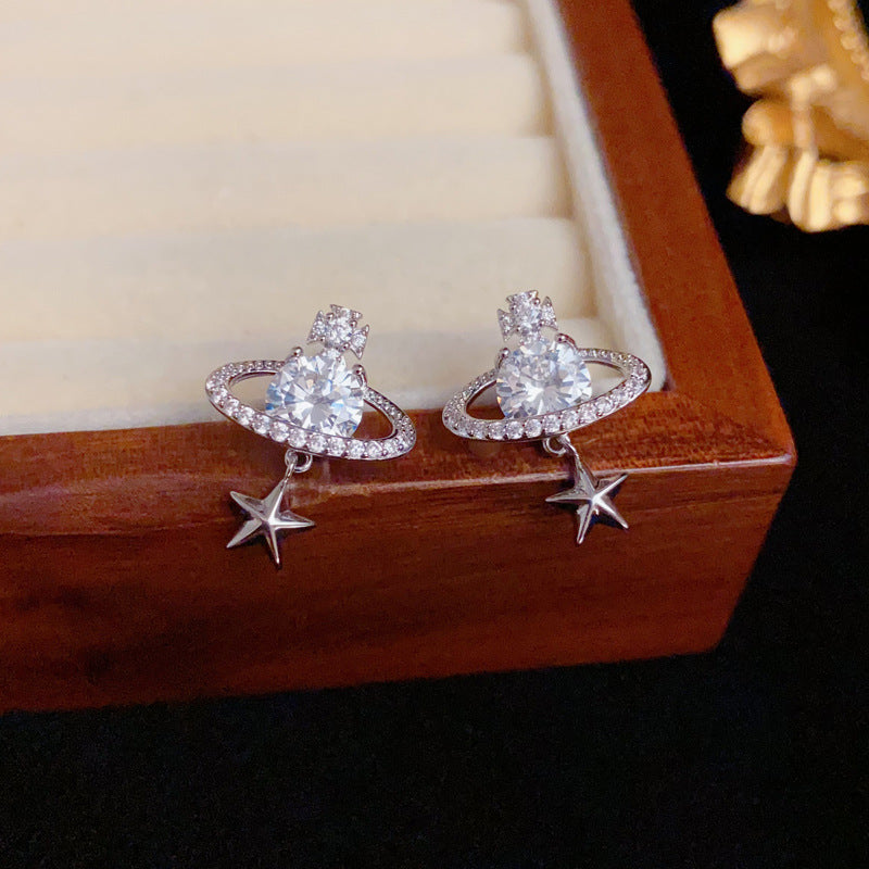 Luxury Zircon Star Stud Earrings – Elegant Design