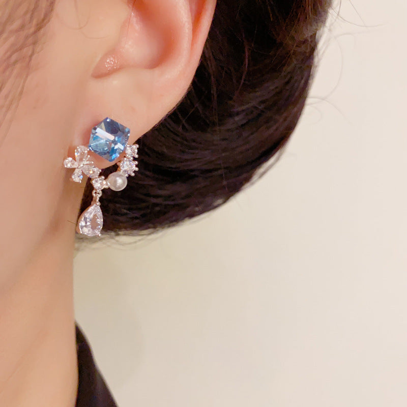 Luxury Zircon Butterfly & Waterdrop Drop Earrings – S925 Silver Needle