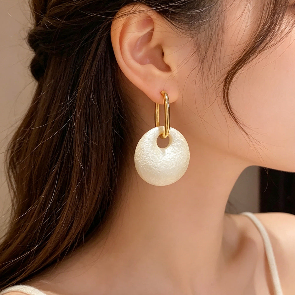 Eaioncol Cotton Pearl Round Hoop Earrings Gold