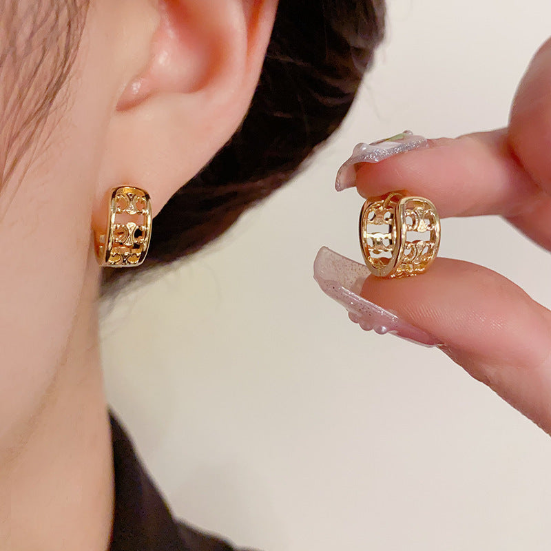 14K Gold-Plated Hollow Geometric Ear Cuffs – Minimalist Chic Design