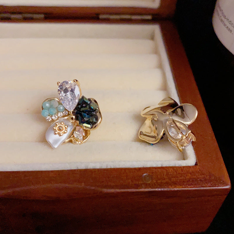 14K Gold-Plated Handmade Floral Stud Earrings - Elegant & Chic Design