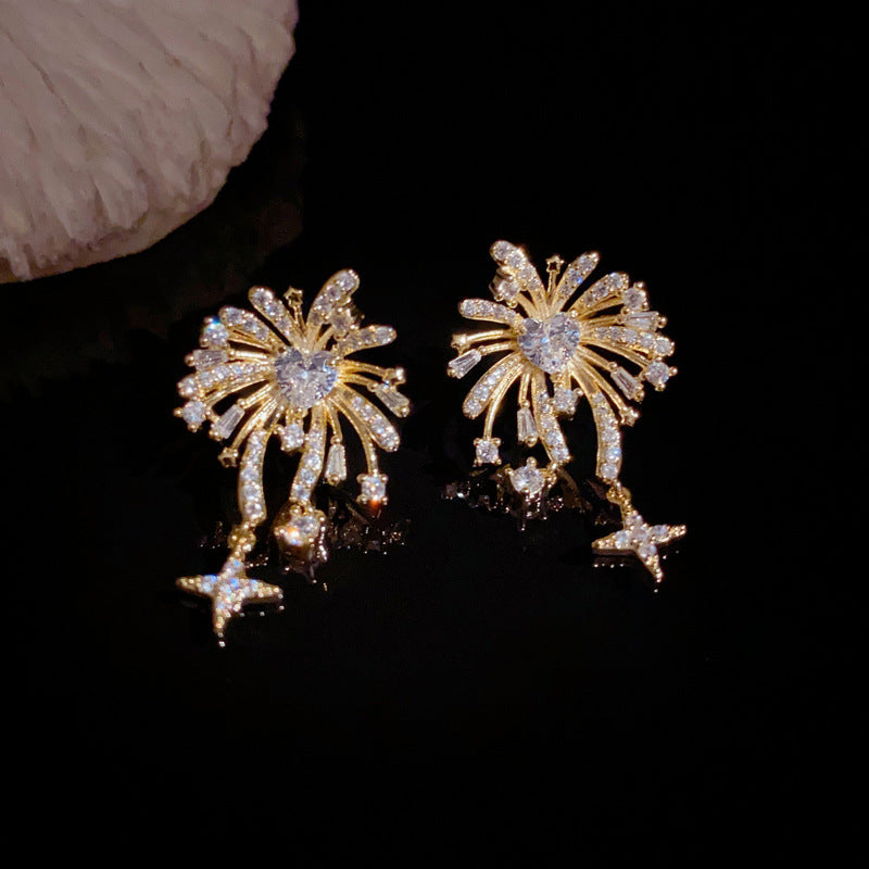 Luxury Zircon Firework Star Drop Earrings – Elegant Design