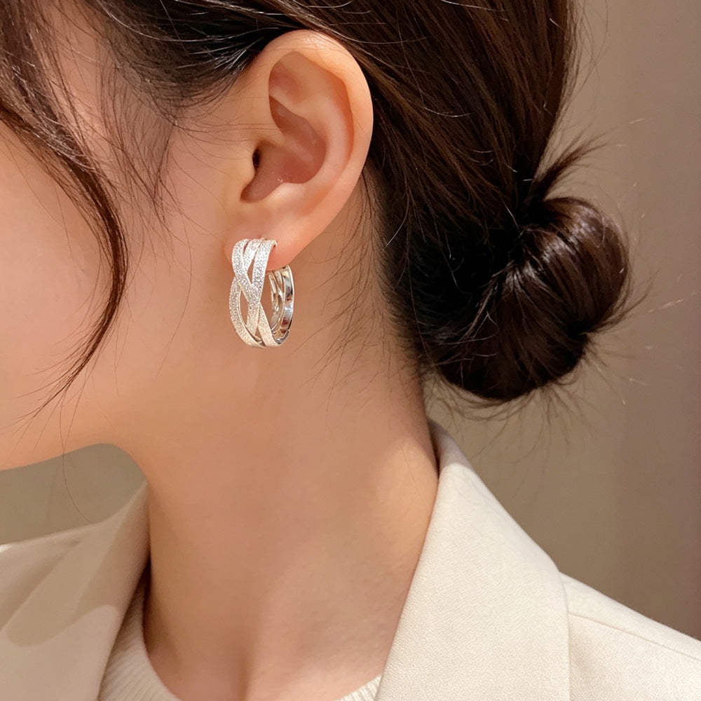 Eaioncol Interlocking C Hoop Earrings Gold Silver