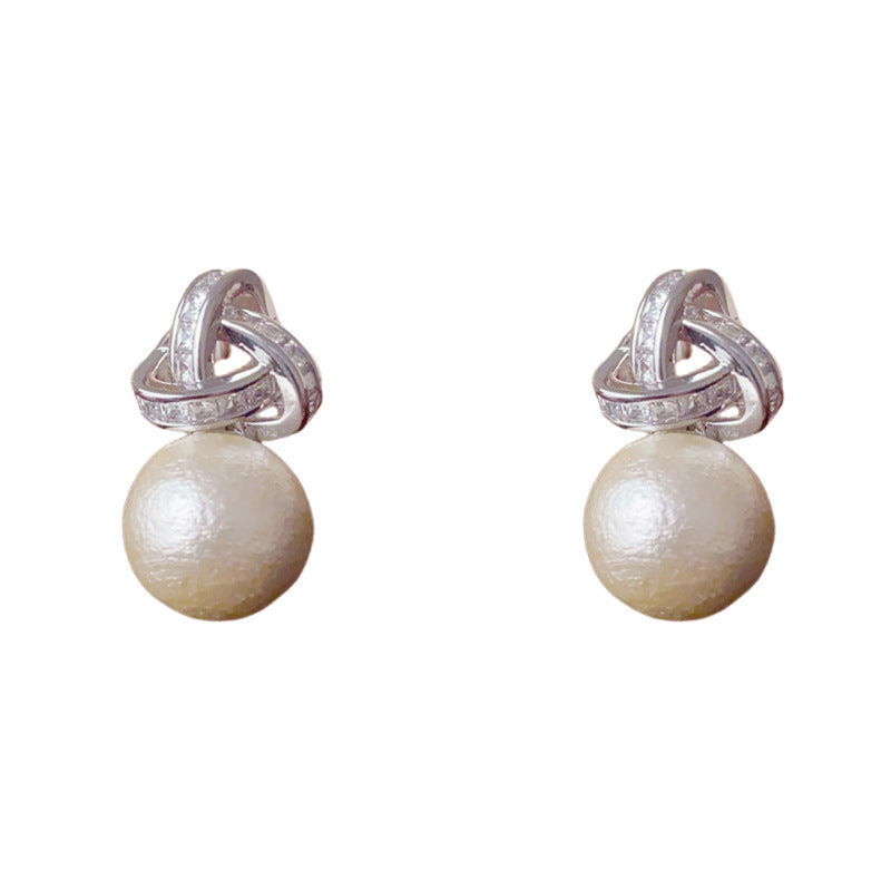 Elegant Zircon Halo Cotton Ball Stud Earrings – Minimalist Design