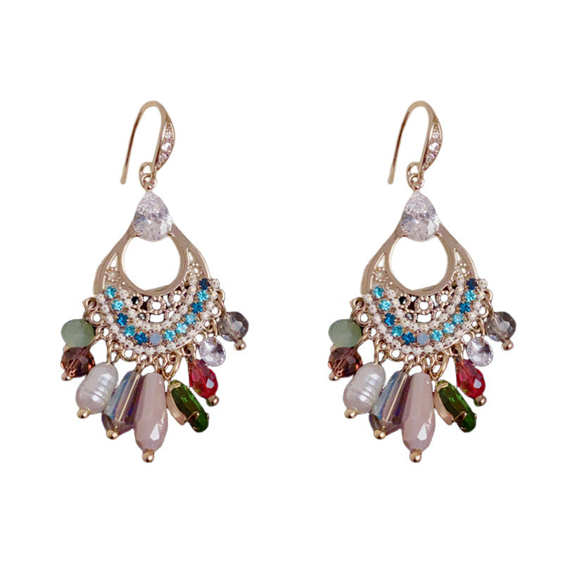 Luxury Teardrop Openwork Tassel Ear Hook Earrings – Elegant Design