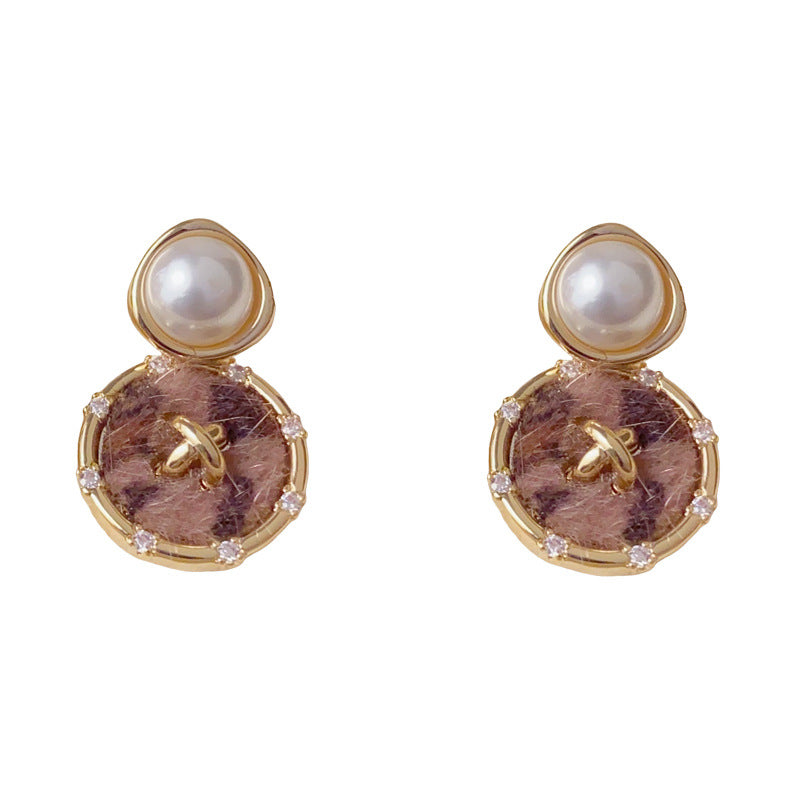 Luxury Leopard Pony Hair Geometric Drop Earrings – French Retro Design