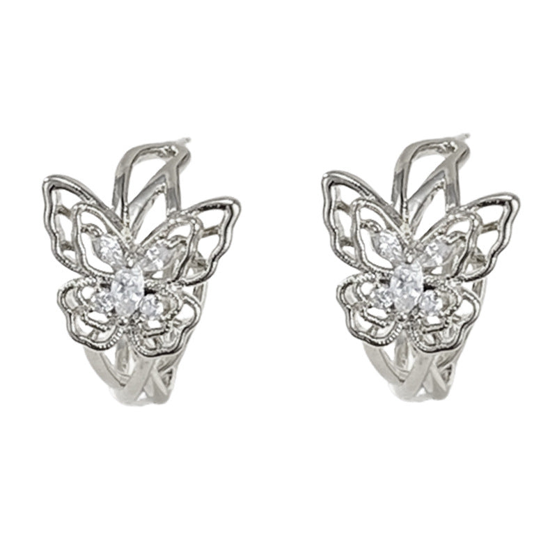 Eaioncol Butterfly Cutout Hoop Earrings Gold