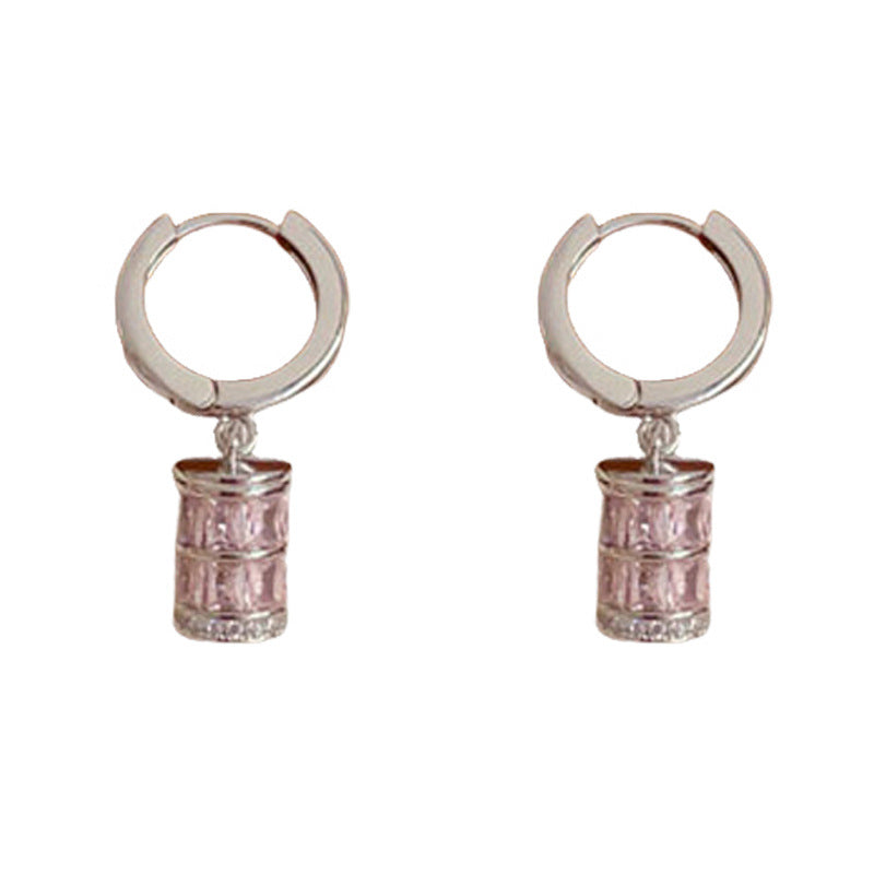 Elegant Pink Cylinder Stud Earrings – Minimalist Design