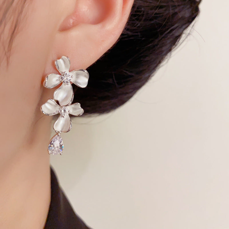 Luxury Enamel Petal Tassel Drop Earrings –Floral Elegant Design
