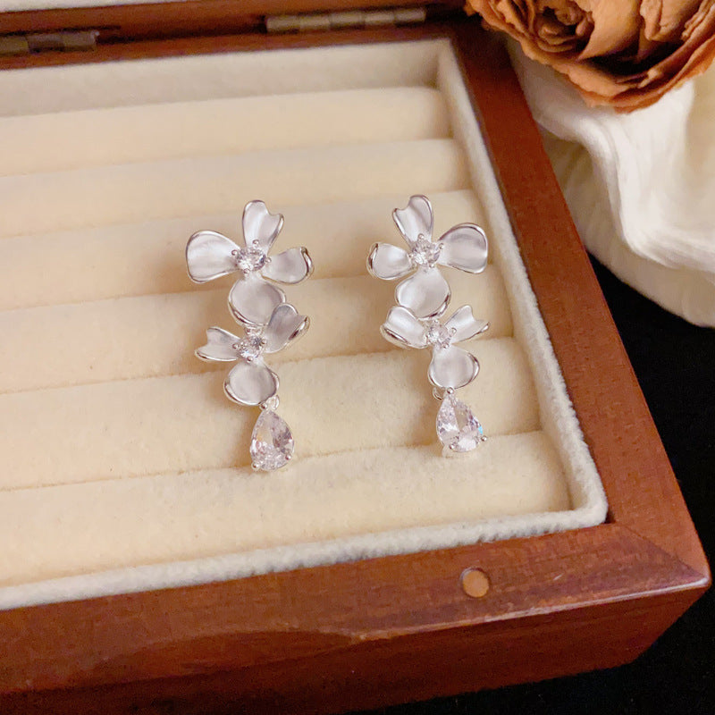 Luxury Enamel Petal Tassel Drop Earrings –Floral Elegant Design